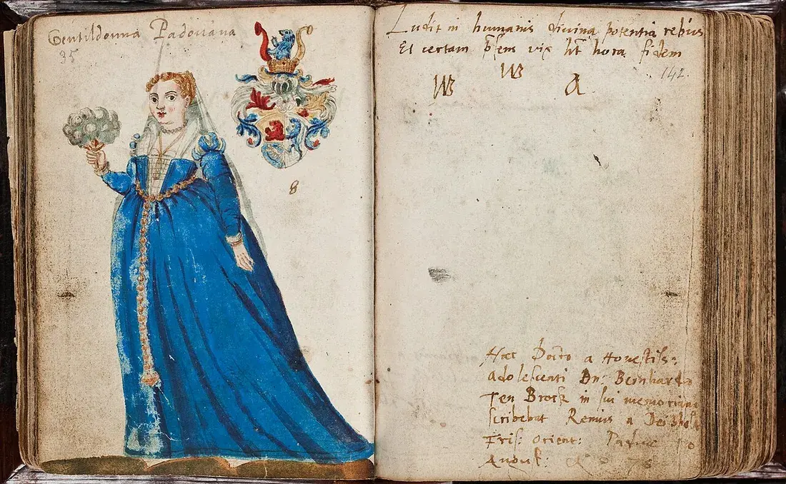 Album amicorum of Stephanus van Rhemen (1556), showing hand-inscribed entry and signature